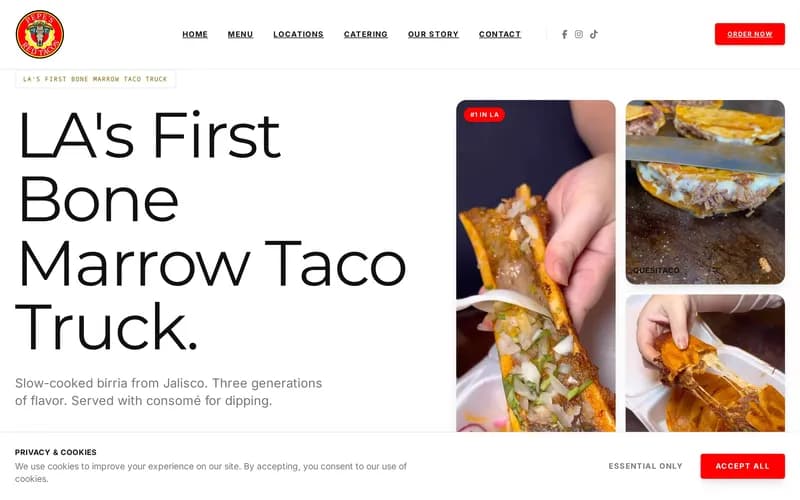 Screenshot of Pepe's Tacos website